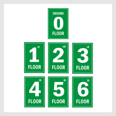 Mindcraftz Six Floors Lifts Lobby Stair case Acrylic Sign Board Green Emergency Sign