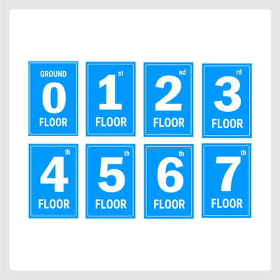 Mindcraftz Seven Floors Lifts Lobby Stair case Acrylic Sign Board Blue Emergency Sign