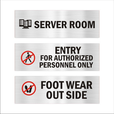Mindcraftz Server Room Entry for authorized Foot Wear Acrylic sign board Emergency Sign(Reflective Sign)