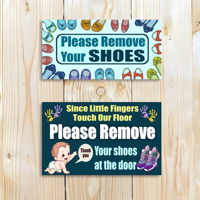 komstec Please Remove Your Shoes At the Door Sign Board For Temple, House Emergency Sign