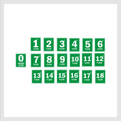 Mindcraftz G plus Eighteen Floor Lift Lobby Staircase Floor Number Pack of 19 Emergency Sign
