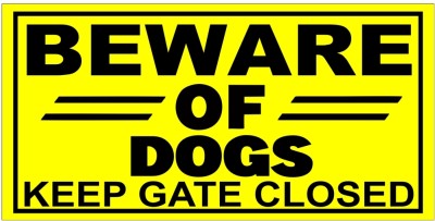 surmul Beware Of Dogs Keep gate Closed Sign Board For School, Sunboard 8x4 Inch Emergency Sign