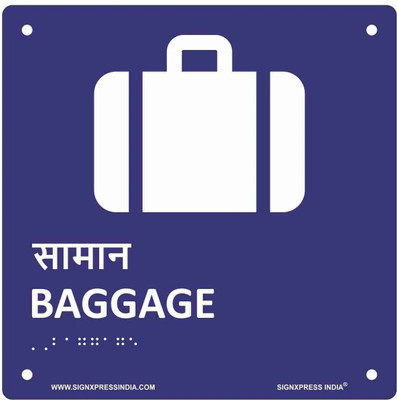 Signxpress Baggage Sign Board Acrylic Braille Signage Plate with Braille Emergency Sign