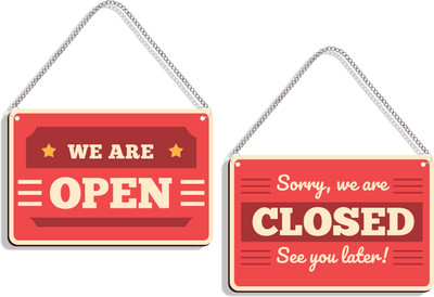 DELWOR We Are Open, Sorry We're Closed See You Later Emergency Sign