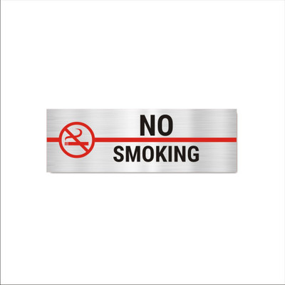 Mindcraftz No Smoking Acrylic Signboard 12 x 4 inches Medium Size Silver Black Color Emergency Sign(Reflective Sign)