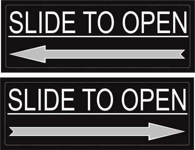 GOODPRINTZONE Slide To Open Door Sticker Signage Size 3x8 inch Pack Of 6 Pcs Emergency Sign