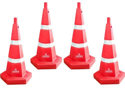 Ladwa 750 mm Heavy Base Traffic Safety Cone With 2 Reflective Strip Emergency Sign(Reflective Sign)