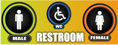 surmul Restroom Sign Board For Male And Female - Designed For Offices, 8 X 3 Inches Emergency Sign