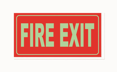IDPZ Fire Exit Sign Board Night With Glow Size 6X12 Inch Pack 2 Pcs Emergency Sign(Reflective Sign)