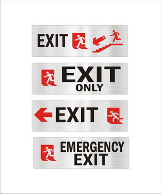 Mindcraftz Exit Only Exit Emergency Exit Acrylic sign board Emergency Sign(Reflective Sign)