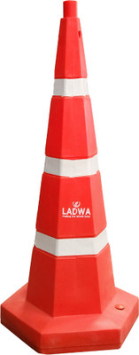 Ladwa 1000 mm Heavy Base Traffic Safety Cone With 3 Reflective Strip Emergency Sign(Reflective Sign)