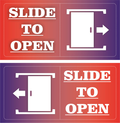 GOODPRINTZONE Slide To Open Door Sticker Multicolor Size 4X8 Inch Pack Of 4 Pcs Emergency Sign