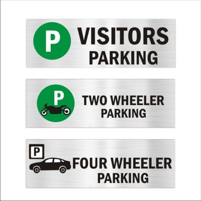 Mindcraftz Visitors Parking Two four Wheeler parking Acrylic sign board Emergency Sign(Reflective Sign)