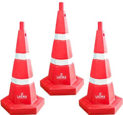 Ladwa 750 mm Heavy Base Traffic Safety Cone With 2 Reflective Strip Emergency Sign(Reflective Sign)