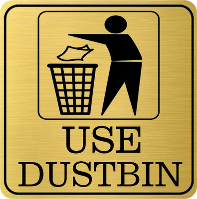 Klowage Use Dustbin High Grate Silver Colour Acrylic Sign Board Emergency Sign(Reflective Sign)