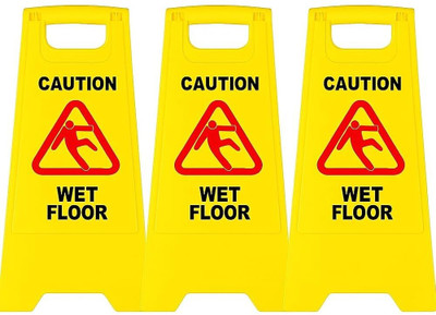 SOLACE HYGIENE Wet Floor-Caution Safety Signboard for Commercial-Office-Hospital-Home Use-3Pcs. Emergency Sign(Reflective Sign)