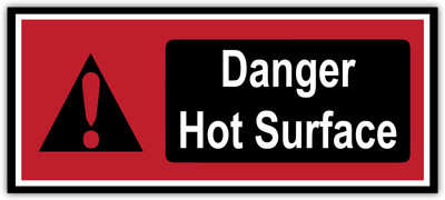 VVWV DANGER HOT SURFACE SIGN STICKER FOR HOSPITAL, BANK,RESTAURENT Emergency Sign