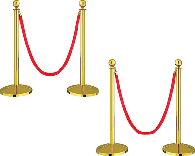 Kunplast Elevating Elegance with Stainless Steel Golden Q Manager Barricade, 4 Pole 2 Rope Emergency Sign