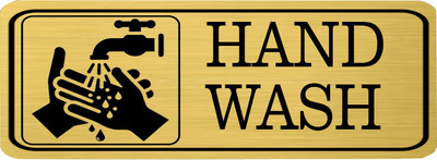 Klowage HAND WASH High Grate Gold Colour Acrylic Sign Board Emergency Sign(Reflective Sign)