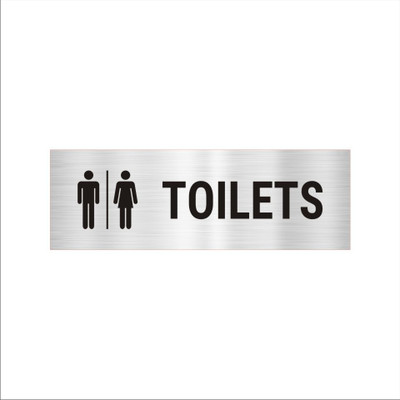 Mindcraftz Toilets Acrylic sign board 12 x 4 inches 2mm thick Silver Color Emergency Sign(Reflective Sign)