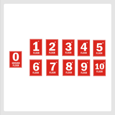 Mindcraftz G plus Ten Floor Lift Lobby Staircase Floor Number Pack of 11 Emergency Sign