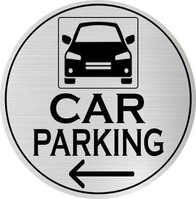 Klowage CAR PARKING LEFT SIDE Silver & Black Acrylic Engraving Emergency Sign Emergency Sign(Reflective Sign)