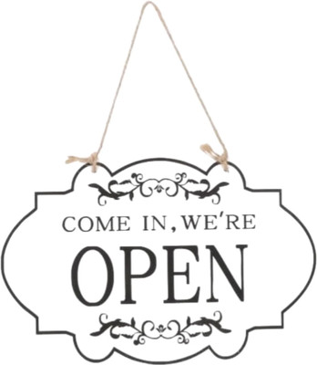 Gold Leaf Open, Close Emergency Sign