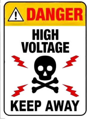 Mojopix Danger High Voltage Keep Away Sign Board Print On 5mm Thick–9x12 inch Sunboard Emergency Sign(Reflective Sign)