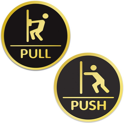 Feeling Well Push & Pull Door Sign Round Acrylic Door Sign 6inch Self-Adhesive Sticker Emergency Sign(Reflective Sign)