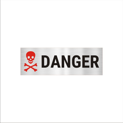 Mindcraftz Danger Acrylic Signboard 12 x 4 inches Medium Size Silver Black Color Emergency Sign(Reflective Sign)