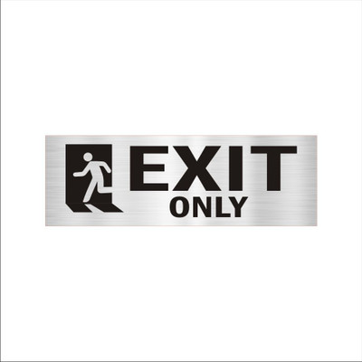 Mindcraftz Exit only Acrylic sign board 12 x 4 inches 2mm thick Silver Color Emergency Sign(Reflective Sign)