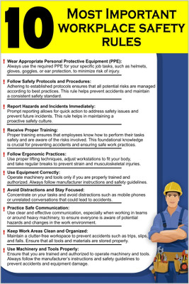 Ordershock Most Important Safety Rules Sun Board For Construction Area 12x18 Inches Emergency Sign