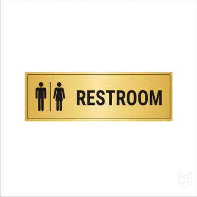 Mindcraftz Restroom Acrylic Board Golden color 2mm thick 15x5 Inches Pack of 1 Emergency Sign