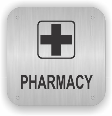 CARVINGTRENDS Steel brushed self stick PHARMACY Emergency Sign(Reflective Sign)