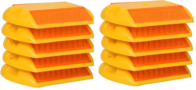 Exotic Arcade PlasticYellow Base with Orange Reflector Reflective Road Studs -Set of 10 Pieces Emergency Sign(Reflective Sign)