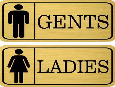 Klowage GENTS & LADIES With Logo High Grate Gold Colour Acrylic Sign Board Emergency Sign(Reflective Sign)