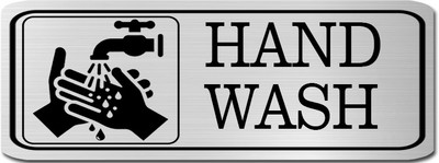 Klowage HAND WASH High Grate Silver Colour Acrylic Sign Board Emergency Sign(Reflective Sign)