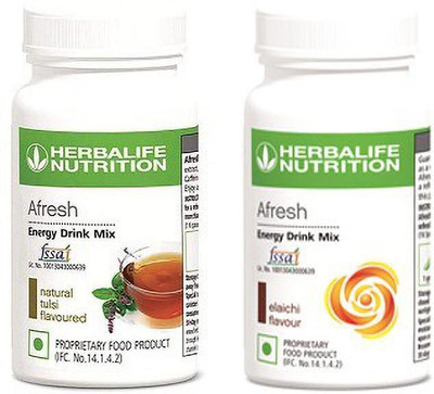 HERBALIFE Afresh Energy Drink Mix - Tulsi Flavor & Elaichi Flavor For Weight Loss Energy Drink(2x50 g, Tulsi, Elaichi Flavored)