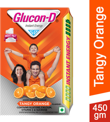 GLUCON-D Tangy Orange Glucose Powder, Refill Energy Drink(450 g, Tangy Orange Flavored)