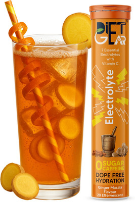 DIET GEAR Electrolytes Effervescent, Zero Sugar, Zero Caffeine, Pre & Post Workout Energy Hydration Drink(20 Tablets, Ginger Masala Flavored)