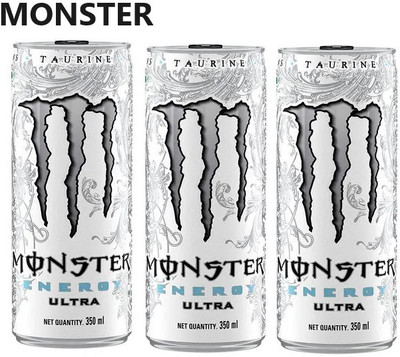 Monster Zero Sugar Energy Drink(3x500 ml, Ultra White Flavored)
