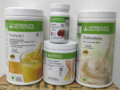Herbalife Nutrition HERBALIFE F1 MANGO SHAKE SHAKEMATE PROTEIN POWDER 200GM AFRESH KASHMIRI KHAWA Energy Drink(4x175 g, mango shake, ppp200gm, afresh kashmiri khawa, fast weight loss combo, shakemate, protein Flavored)