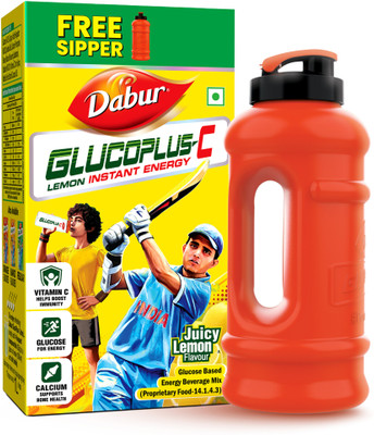 Dabur by GlucoPlus-C Instant Glucose With Sipper Free Energy Drink(1 kg, Lemon Flavored)