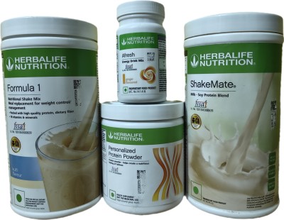 Herbalife Nutrition WEIGHT LOSS COMBO F1 KULFI SHAKE SHAKEMATE PROTEIN POWDER 200GM AFRESH GINGER Nutrition Drink(4x300 g, kulfi shake, ppp200gm, afresh ginger, fast weight loss combo, shakemate Flavored)