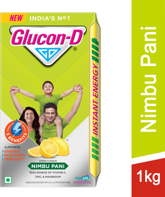 GLUCON-D Nimbu Pani with 3 Benefits of Energy,Recovery, and Immunity,Refill Sports Drink(1 kg, Nimbu Pani Flavored)