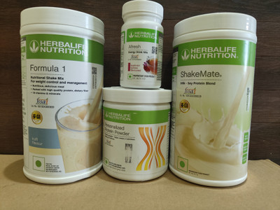 Herbalife Nutrition WEIGHT LOSS F1 KULFI SHAKE PROTEIN POWDER 200GM AFRESH KASHMIRI KHAWA Nutrition Drink(4x0.17 kg, vanilla flavor, afresh kashmiri khawa, protein powder 200gm, shakemate, ppp200gm Flavored)