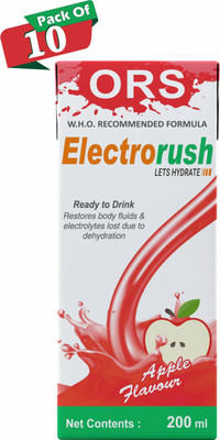 Electrorush ORS Ready to Drink Oral Rehydration Contains Electrolytes | WHO Formula Energy Drink(10x200 ml, Apple Flavored)