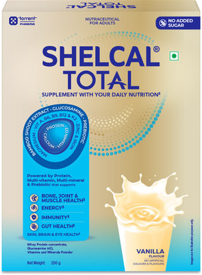 Shelcal TOTAL Powered by Protein, Multi-Vitamin, Multi-Mineral, Prebiotic Torrent Pharma Nutrition Drink(200 g, Vanilla Flavored)
