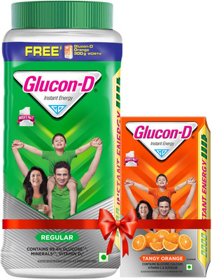 GLUCON-D Regular Glucose Powder , Jar with Free 300 g Tangy Orange Energy Drink(1 kg, Regular Flavored)