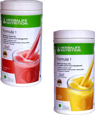 HERBALIFE Weight Loss Combo (Formula1 Nutritional Shake (Strawberry Flavor& Mango) Pack of 2 Nutrition Drink(1 kg, Strawberry & Mango Flavored)